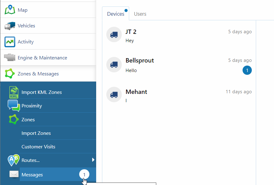 Unread message example